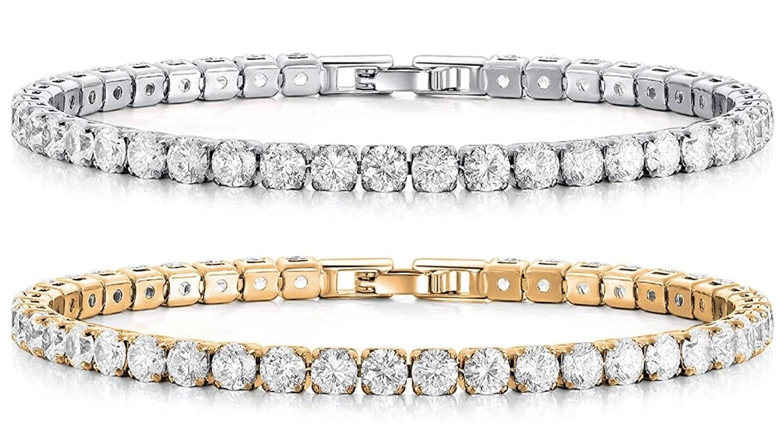 Women's 18K White Gold Plated Tennis Bracelet Made with Swarovski Elements Crystal Bracelet Elegant Jewelry Gift