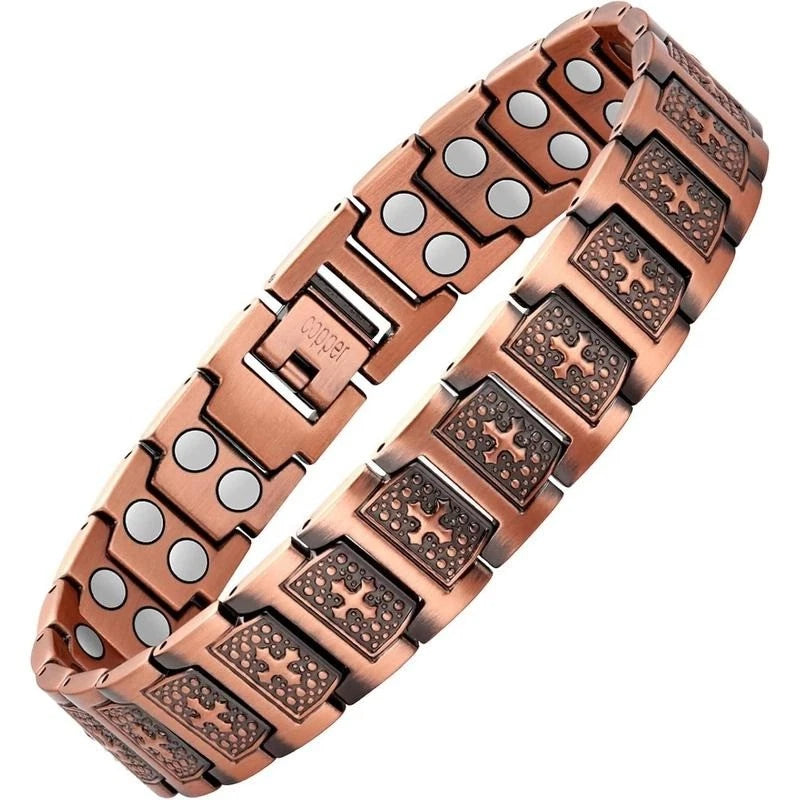GMOX Men's Copper Magnetic Bracelet 99.99% Pure Copper 3X Strength Fashion Wristband for Men