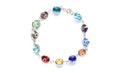 Solid 925 Sterling Silver Multi-Color Crystal Evil Eye Bracelet 10mm 7.5" Protection Charm Bracelet