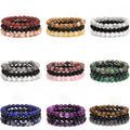 3PCS Energy Healing Bracelet Set Hematite Tiger Eye Beaded Stretch Bracelet for Men Women