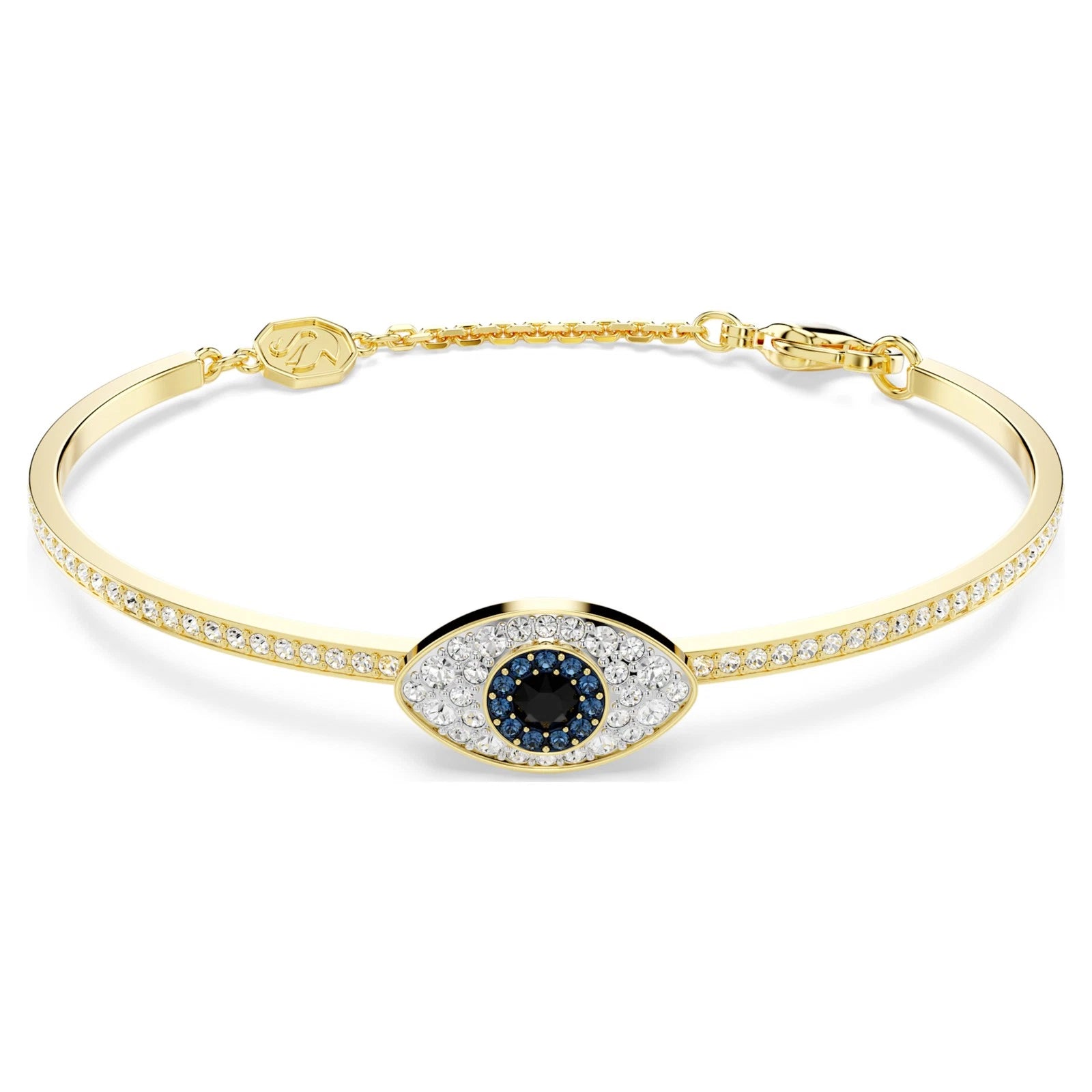 Swarovski Symbolica Evil Eye Bangle Bracelet Large Blue Crystal Gold-Tone Plated 5700879