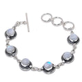 Rainbow Moonstone Gemstone Bracelet – Handmade 925 Sterling Silver Jewelry for Women Size 7-8"